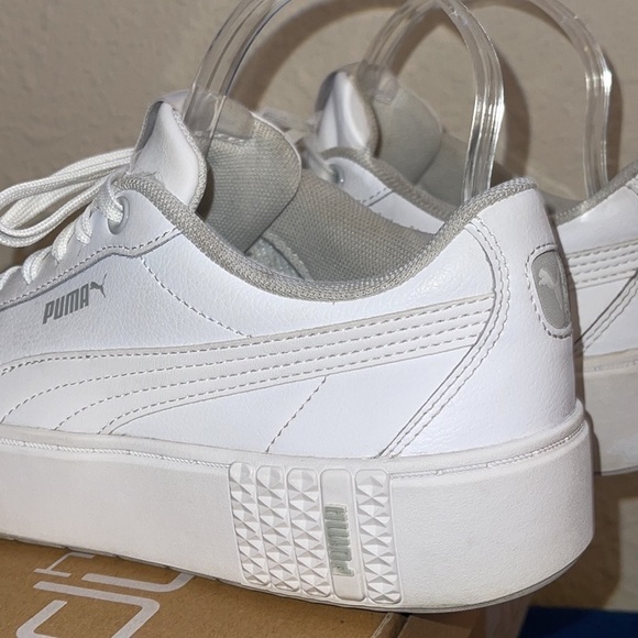 PUMA White SMASH PUMA LEATHER PLATFORM SNEAKERS Sz. 8 - Picture 7 of 17